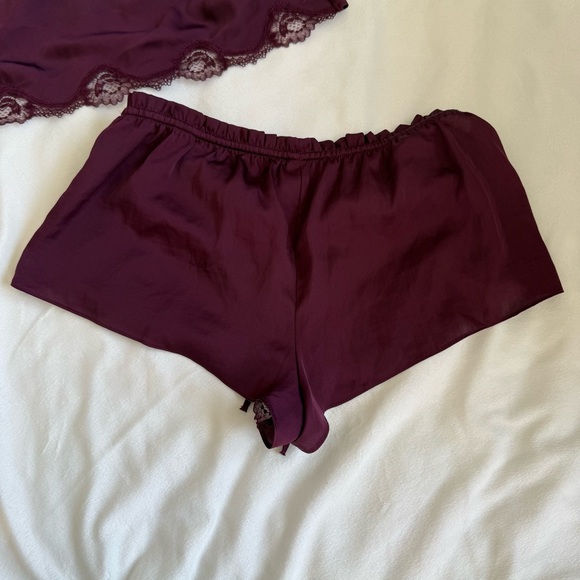 Victoria's Secret Burgundy Lace Trim Pajama Set - Picture 4 of 7